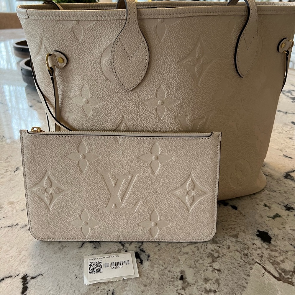 Louis Vuitton Monogram Empreinte Neverfull MM Tote Cream M45684